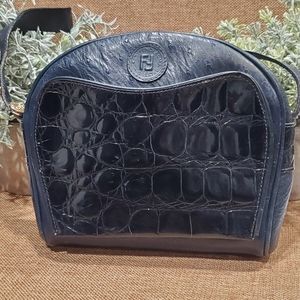 Vintage Navy Crocodile Leather Fendi bag